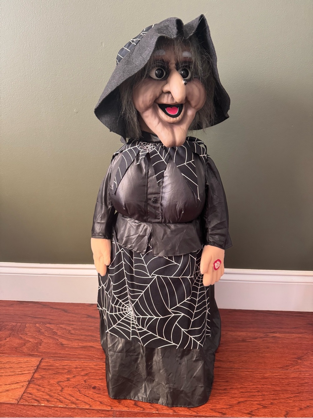 Vintage 30 inch Witchy Witch animated Halloween Greeter Sounds & Lights Up